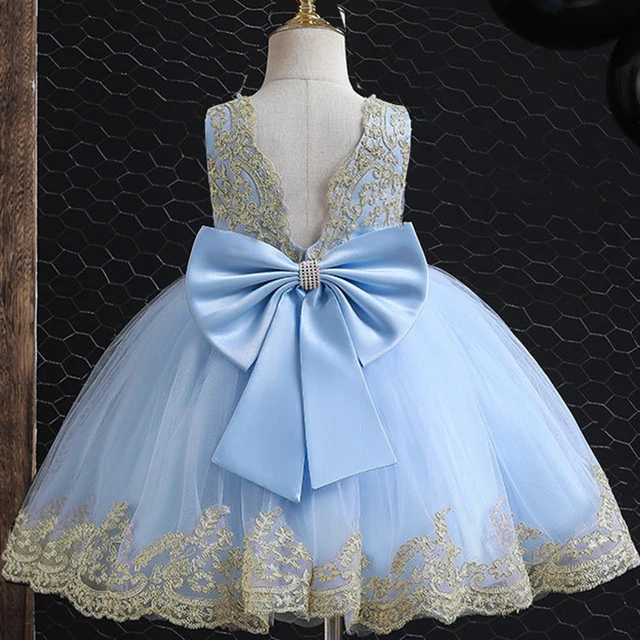 First Communion Dress Baby Girl Formal Princess Dress Toddler Bow Bead –  marryshe