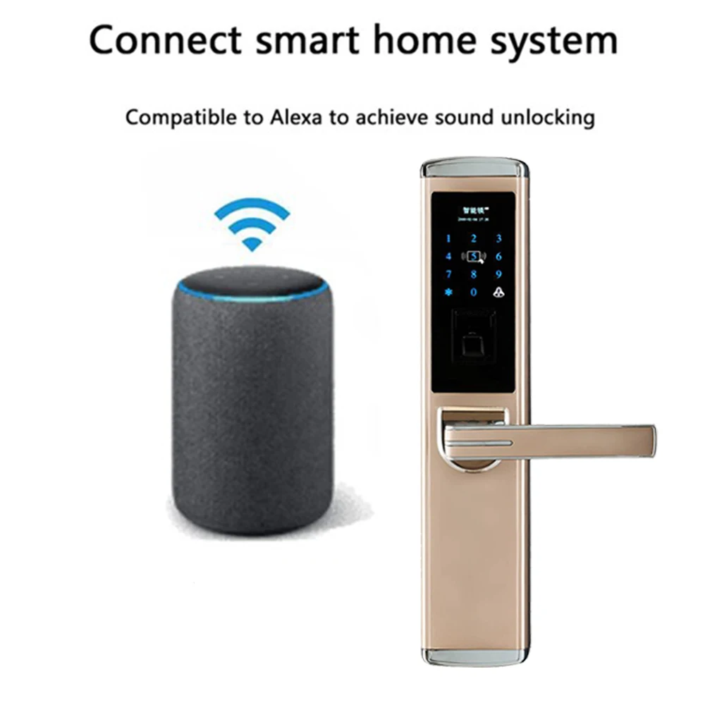 ACCKIP Wifi отпечаток пальца умный дверной замок безопасности дома без ключа замок с паролем карта блокировки беспроводной пульт дистанционного управления с Alexa