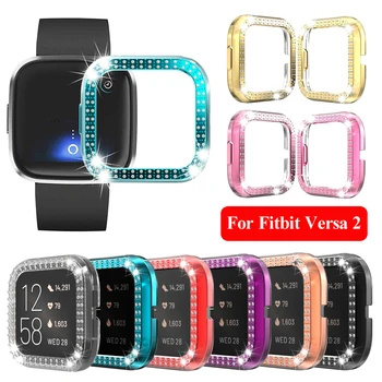 

1Pcs Diamond PC Watch Case Screen Protector Plating Protective Shell Frame Bumper Cover For Fitbit Versa 2 Luxury Bling