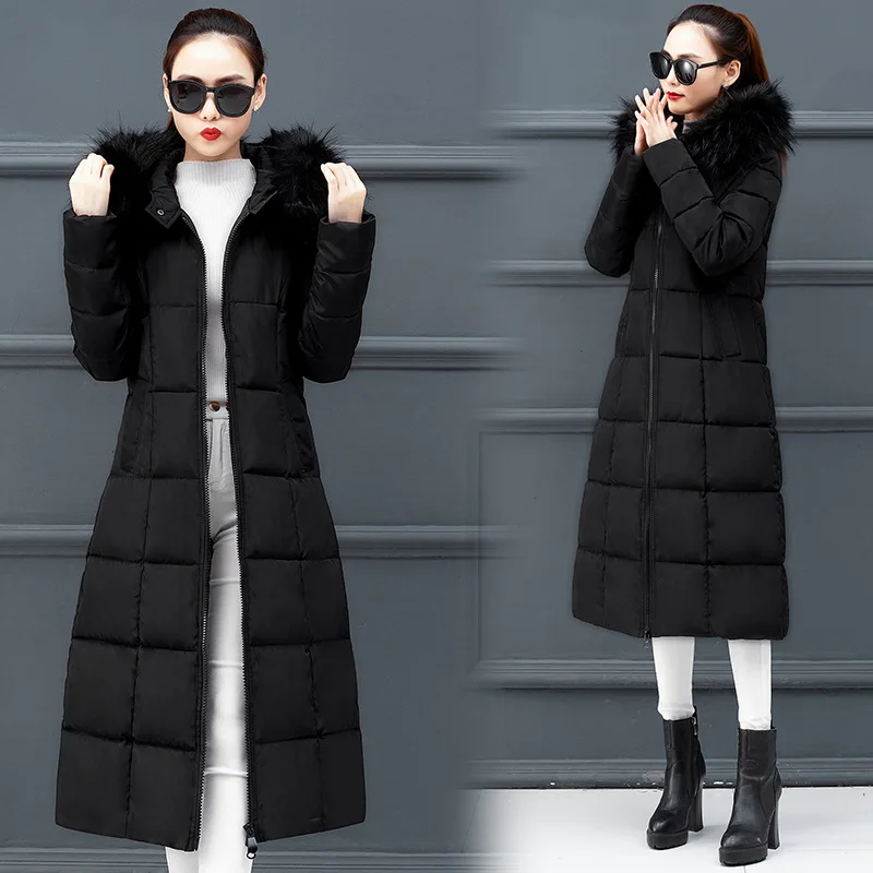 AliExpress хлопковая стеганая одежда с меховым воротником для женщин, зимняя новая стильная длинная теплая одежда для холодной защиты, корейский стиль