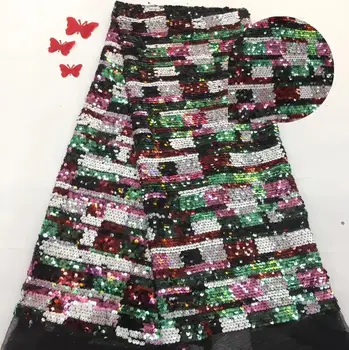 

David-9.6611 fashionable sequins tull embroidered African Tulle Lace Fabric African French