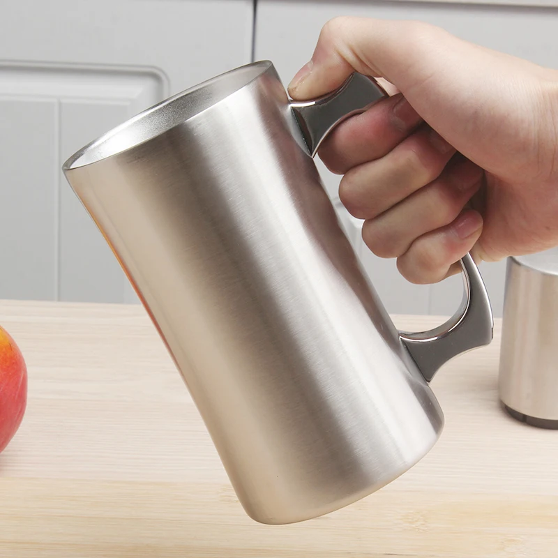 Stainless Steel Mug Insulated Cup Stainless Steel Mugs With lid 20oz Large Mug Double Wall Beer Stein Tumbler with Handle Insulated Beer Mug