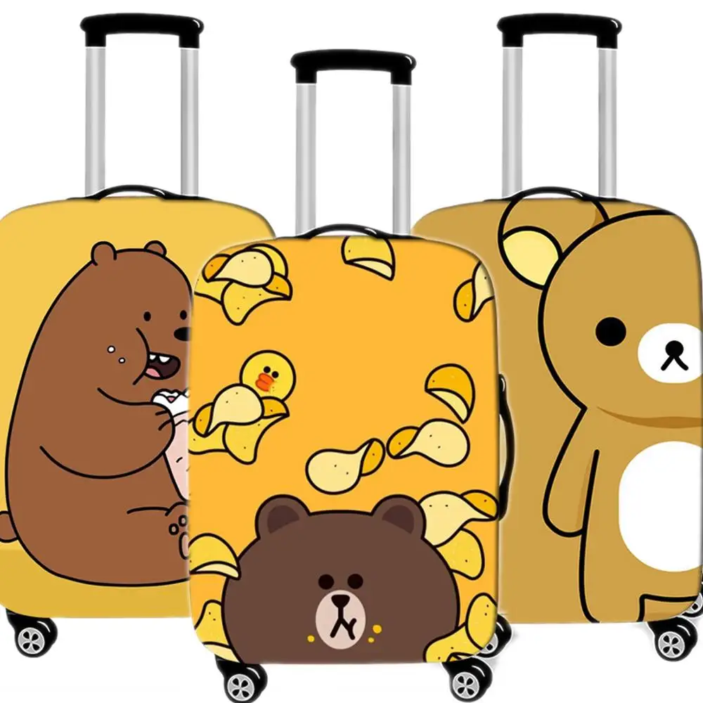 

Cute Brown Bear Luggage Case Waterproof Thicken Elastic Protective Cover Suitcase Case Apply 18 - 32 Inche Travel Accessories