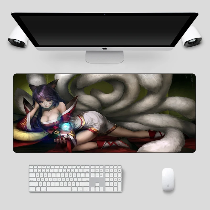 70x30 см большой Ahri Skins сексуальная девушка игровой коврик для мыши Прочный резиновый пользовательский коврик для мыши геймер для Лиги Легенд ноутбук Настольный коврик