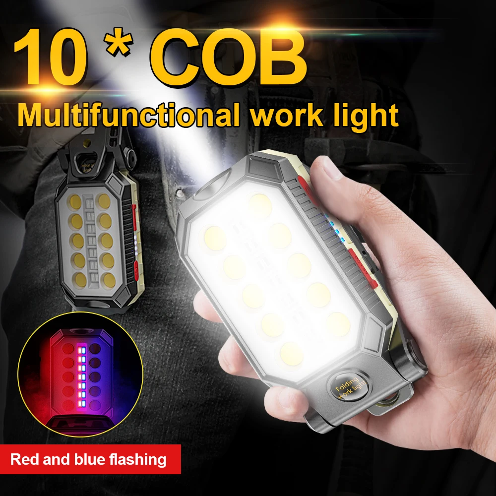Светодиодный фонарик USB перезаряжаемый портативный T6 COB Рабочий фонарь