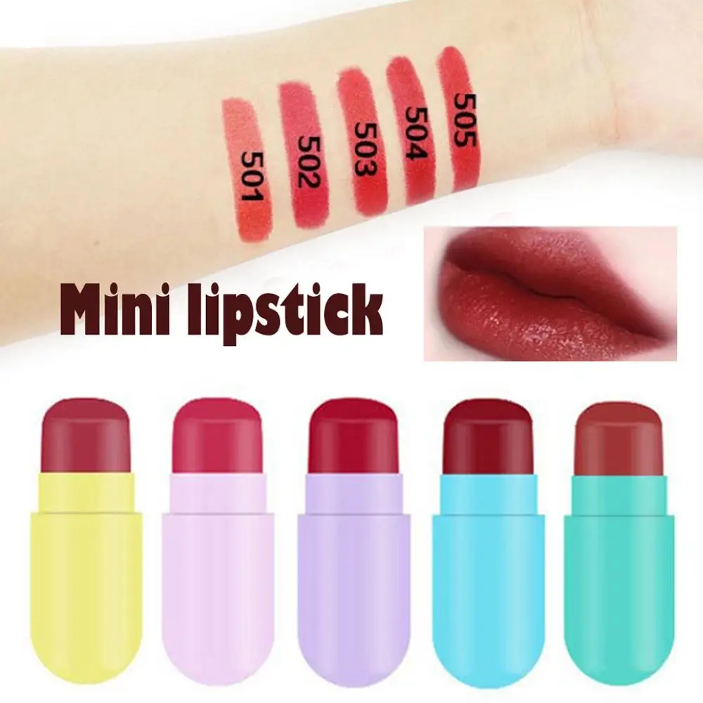 

5PCS/set Capsule Lipstick Matte Lipstick Kit Waterproof Long Lasting Women Small Lipstick Cosmetic Mini Lipstick Stick 5 Colors