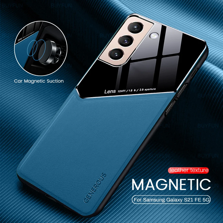 Funda de cuero con soporte magnético para Samsung Galaxy S21 FE S21FE S  21FE 5G, 6,4 , TPU, Marco suave, protección