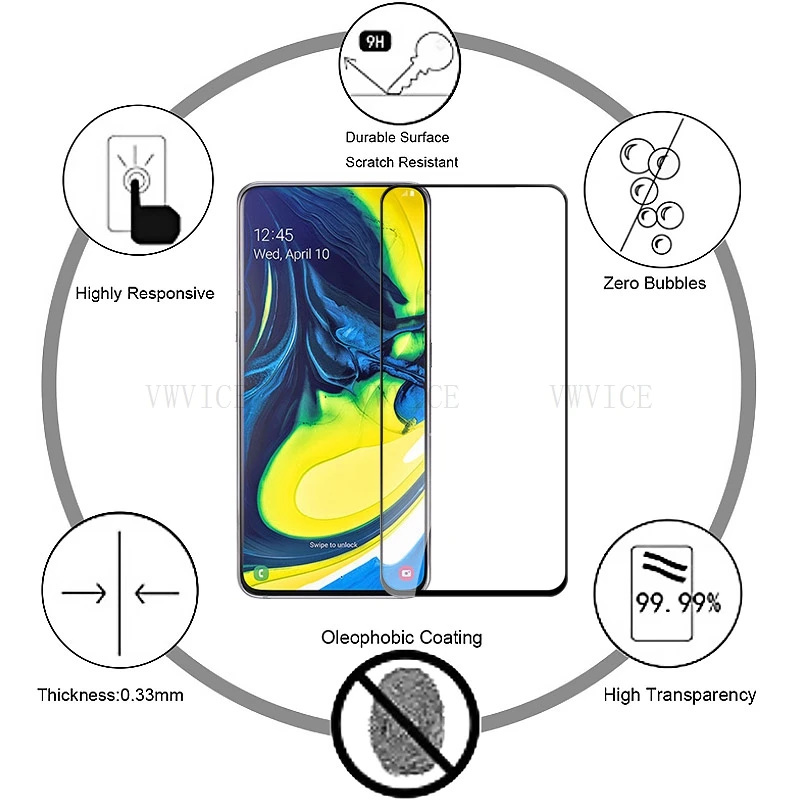Защитное стекло 9H закаленное для Samsung Galaxy A10 A20 A20E A30 A40 A50 A60 A70 A80 A90 M10 M30 M40