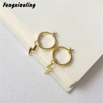 

Fengxiaoling New Fashion 925 Sterling Silver Simple Lightning Drop Earrings For Women European Style Earings Fashion Jewelry