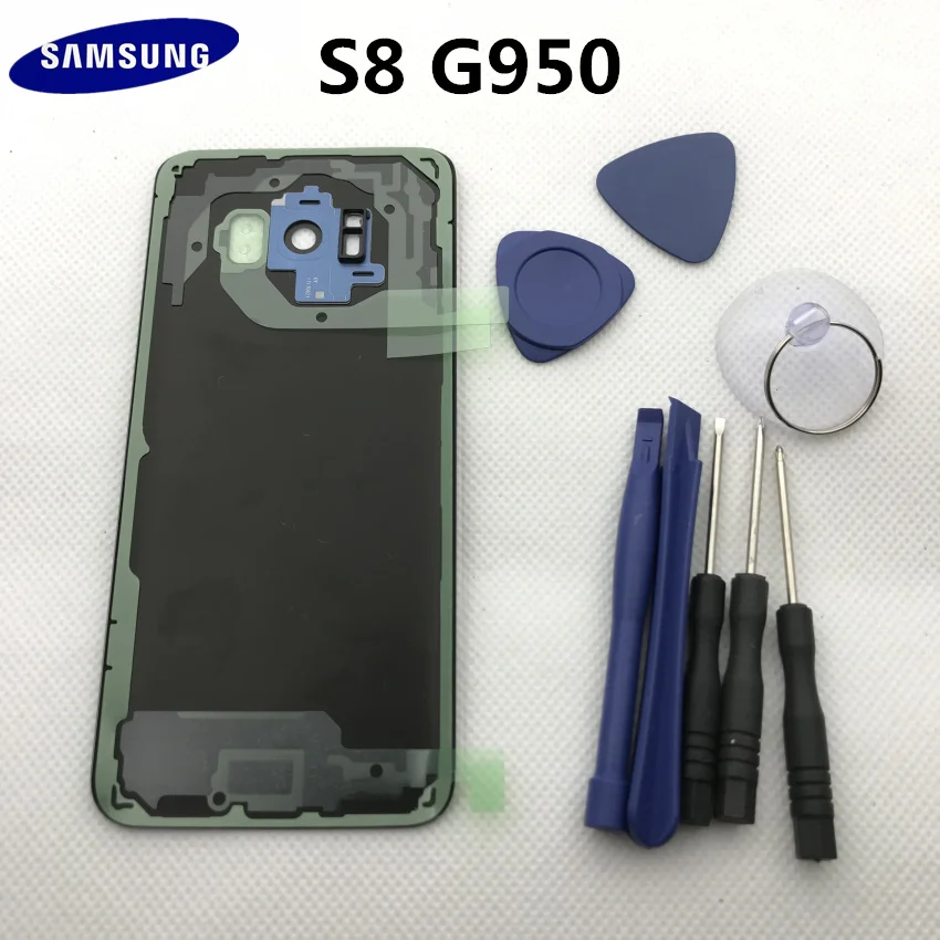 Новая Оригинальная Задняя крышка батареи для samsung Galaxy s8 edge G950 G950F Задняя стеклянная крышка корпуса с логотипом+ наклейка+ Инструменты