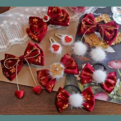 2020 Children's Hair Accessories For Christmas And New Year Fine Velvet Bow BB Clip Princess Head Rope