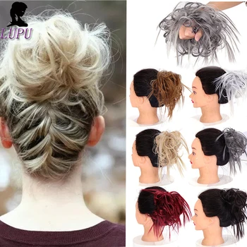 

LUPU 11 Colors Womens Messy Chignon Synthetic Elastic Band Scrunchie Hair Bun Black Brown Hairpieces Heat Resistant