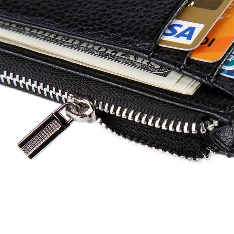 Креативный тонкий кошелек на молнии с отделением для кредитных карт для мужчин PU мягкий зажим для долларов кожа Бизнес ID карта Органайзер Кошелек для монет