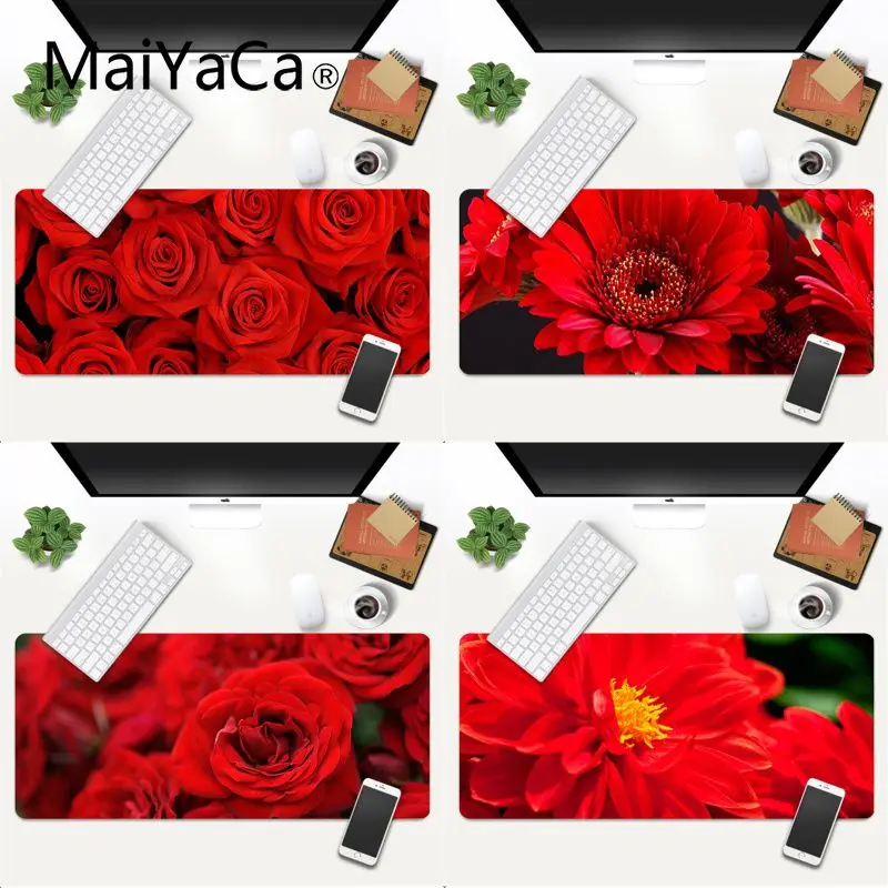 

MaiYaCa New Arrivals Red flowers Rubber Mouse Durable Desktop MousepadÂ Gaming Mouse Mat xl xxl 800x400mm for world of warcraft