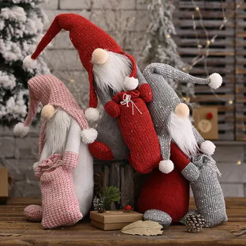 

Christmas Festival Pendant & Drop Ornaments Decorations Knitted Crooked Neck Doll Faceless Doll Santa Gift Bag Decoration