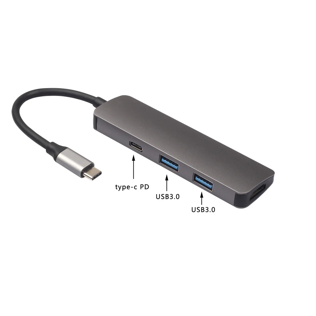 4 в 1 type-C в HD многопортовый адаптер видео конвертер USB 3,0 концентратор порт портативный ноутбук PD порт быстрой зарядки