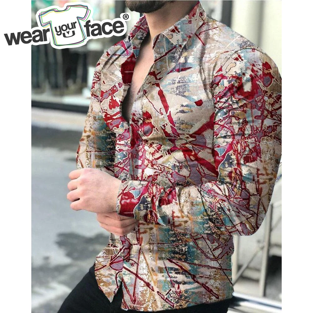 Branches Butterfly Abstract Pattern 3D All Over Printed Hawaiian Casual Button Up Dress Shirts Full Sleeve Streetwear Men Cloth