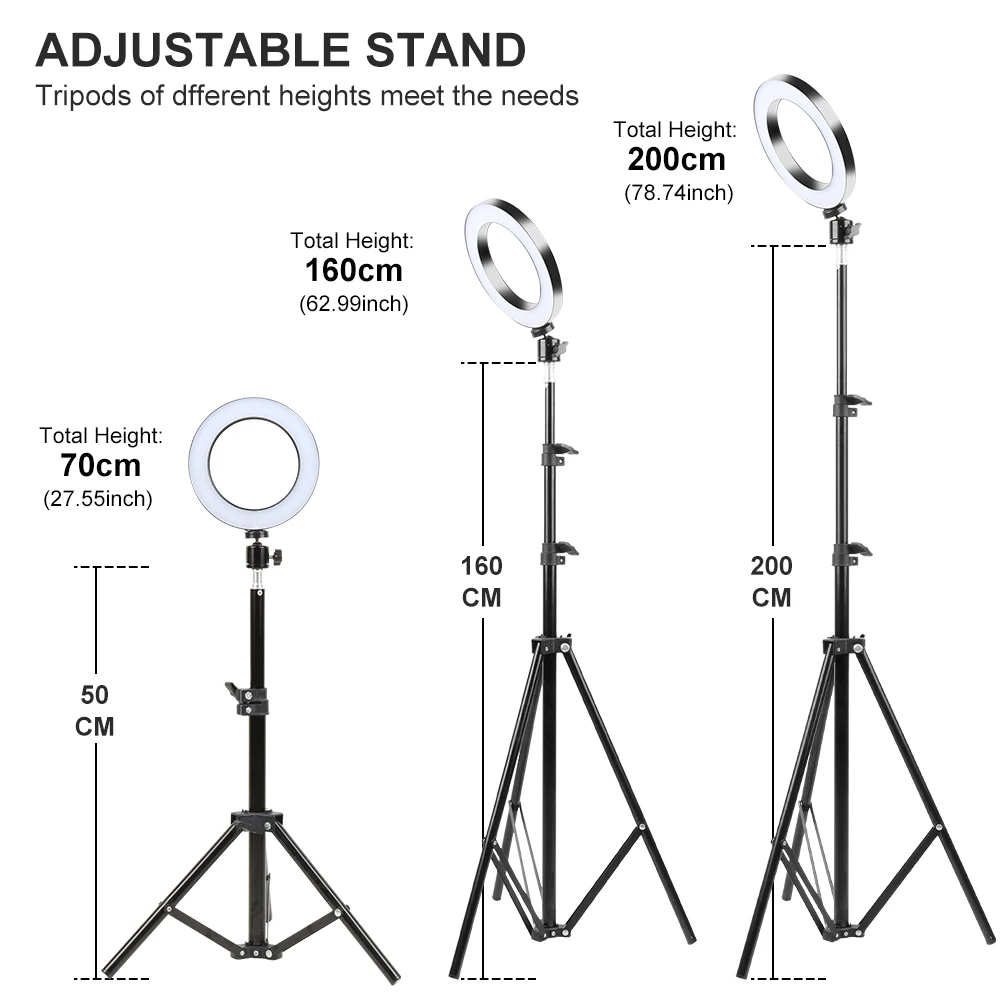 Tripod - LED Makeup Light Ring 5500K Dimmable Photographic Lighting With Tripod Stand LED Lamps Selfie Phone Ring Light For Video Camera
