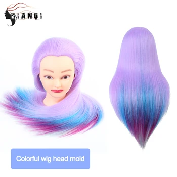 

DIANQI 24 inch Rainbow Color Professional Salon Practice Head colorful High Temperature Fiber Hair head model Hairdressing