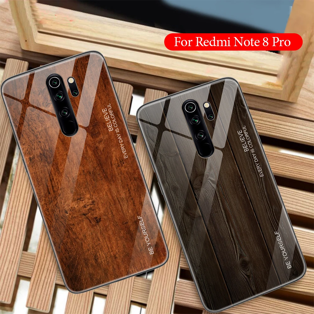 Защитный стеклянный чехол с текстурой древесины для Redmi Note 8 Pro 7 6 5 K20 задний Чехол
