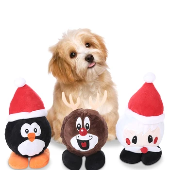 

Funny Plush Pet Dog Cat Toy Christmas Cartoon Santa Claus Elk Doll Interactive Sound Chewing Toys Pet Puppy Supplies