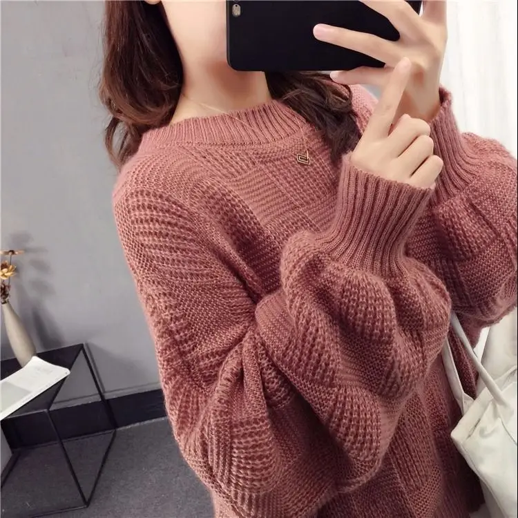 

Fat sister Autumn new large size women's bat sleeve sweater lazy wind loose sweater