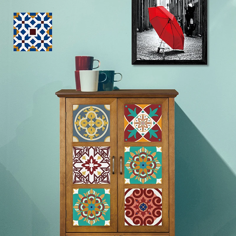 

10PCS Tile Stickers Kitchen Backsplash Wall Sticker Waterproof Self-Adhesive PVC Ceramic Sticker for Bathroom Kitchen Home Decor