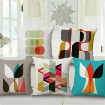 

Colorful Geometry Pattern Cotton Linen Abstact Pillow Case Home Decor Sofa Throw Cover Pillow Case