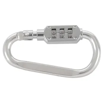 

ABLB--with combination padlock 3 digits numbers padlock carabiners silver