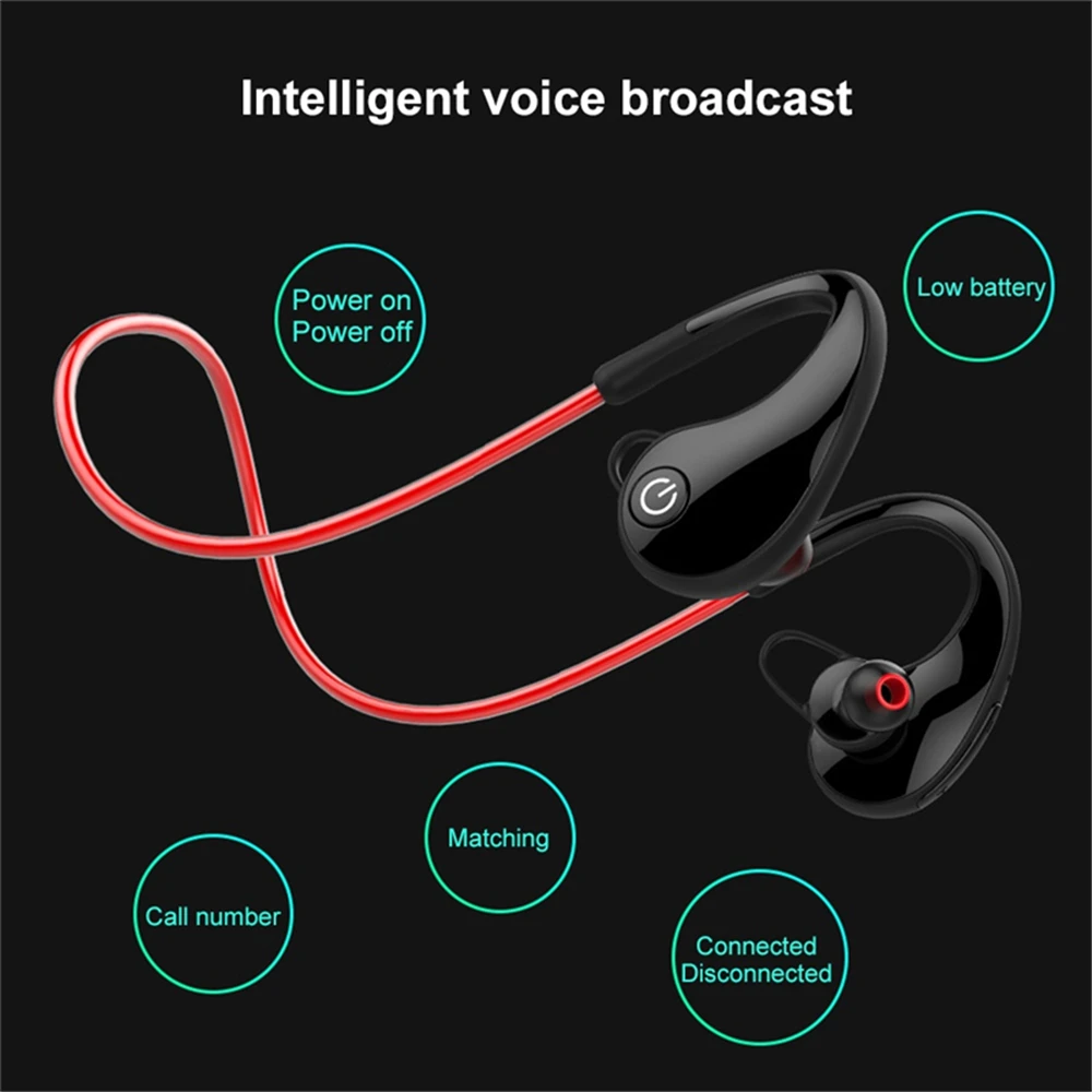 Bluetooth Earphone Waterproof Wireless Headphone Sports Hands Free Running Bass With Mic Headphones For iPhone X Xiaomi Andriod