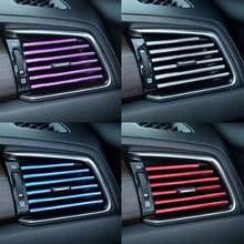 10 шт. автомобильные аксессуары DIY Автомобильный интерьер Кондиционер Выход вентиляционное отверстие хромированная решетка украшения полосы Серебристый Автомобиль Стайлинг