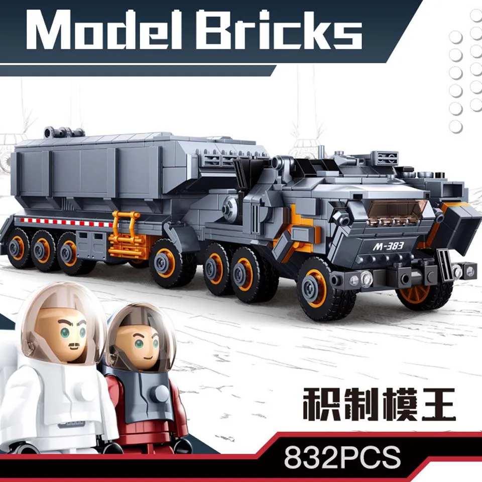 

0787 832pcs wandering earth transport truck carrier vehicle car Compatible legoinglys building blocks 2 figures Bricks Toy