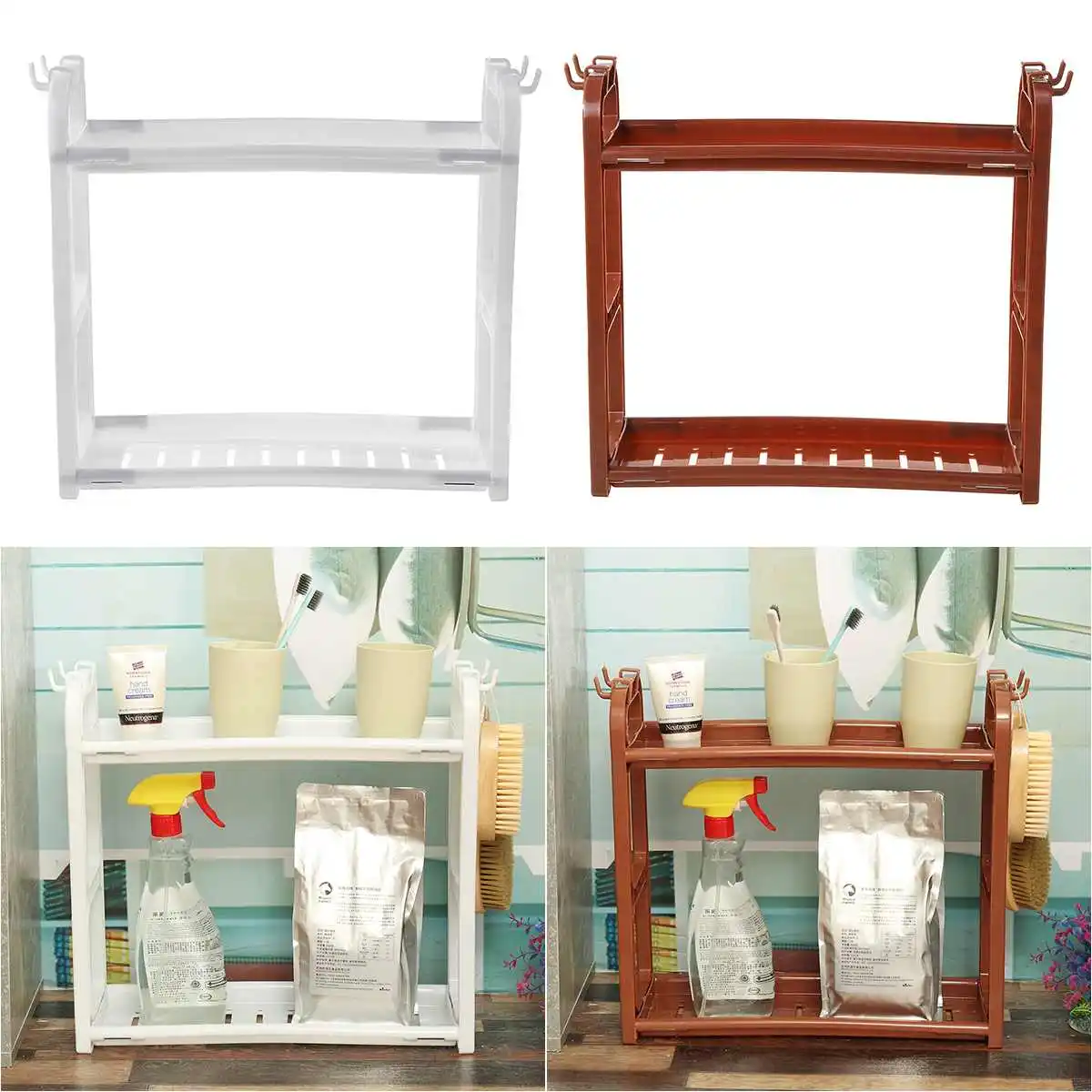 Multifunctional Kitchen Storage Rack Kitchen Utensils Rack Seasoning Spice Jar Bottle Bathroom Storage Holder Shelf Organizer