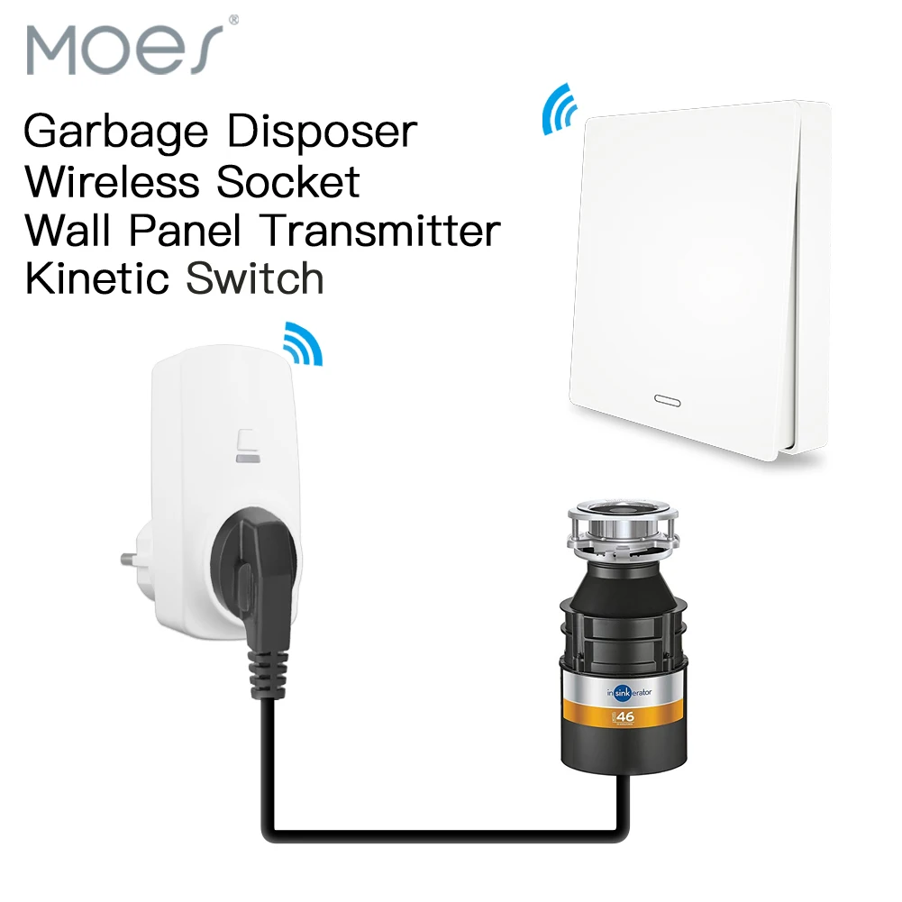 

Food Residues Garbage Disposal Wireless Socket Self-powered Transmitter Switch Remote Control EU Korea Plug 1HP