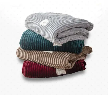 

Super Soft Solid Quilted Flannel Blankets for Beds Striped Mink Throw Sofa Cover Bedspread Winter Warm Blankets Throw Blanket