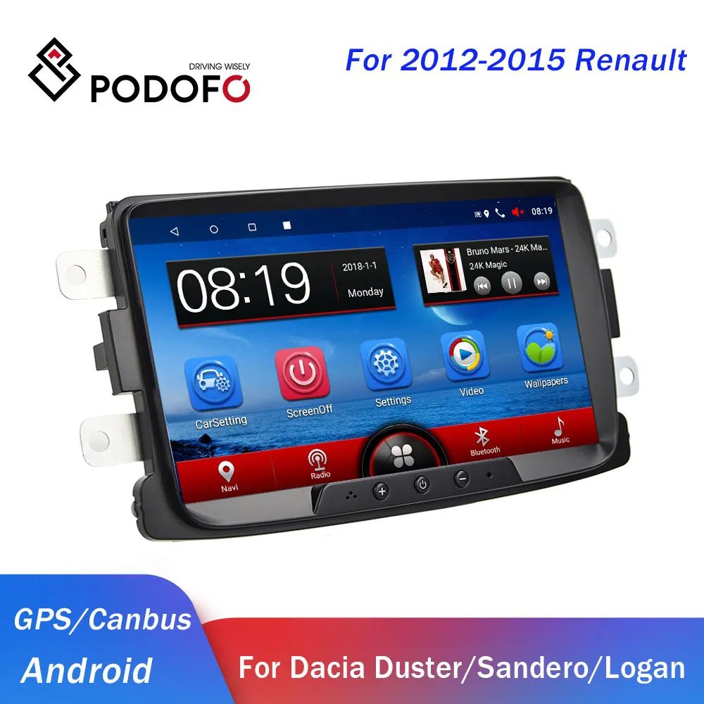 Podofo 2din автомобильный Радио Android мультимедийный плеер GPS 2 Din Авторадио для Renault Dacia