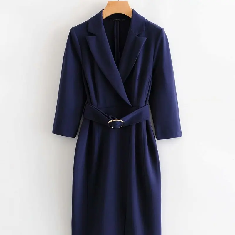 Woah HY8718 ms - 65 European and American wind 19 new suit collar belt dress | Женская одежда