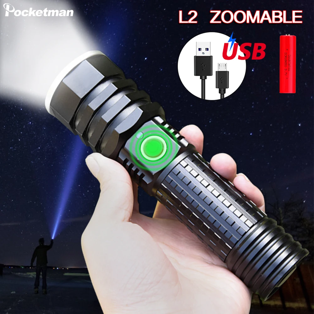 

Super Bright 7000LM Led Flashlight USB Rechargeable Flash light torch Zoomable Linterna Waterproof Bicycle Light 18650 or 26650