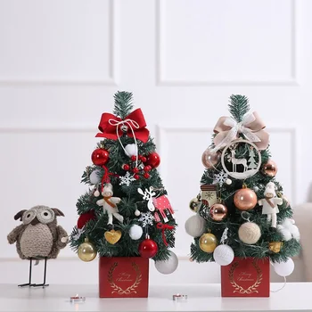 

Tabletop Christmas Tree with Multicolored Lights Holly Berries Pine Cones Star Tree Topper & Ornaments for Best Holiday