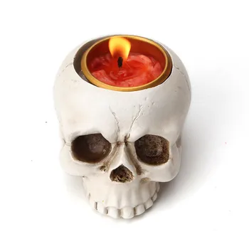

Mini Skull Candle Holder Creative Resin European White Candlestick Office Desktop Gift Halloween Swiecznik Home Decor EB5