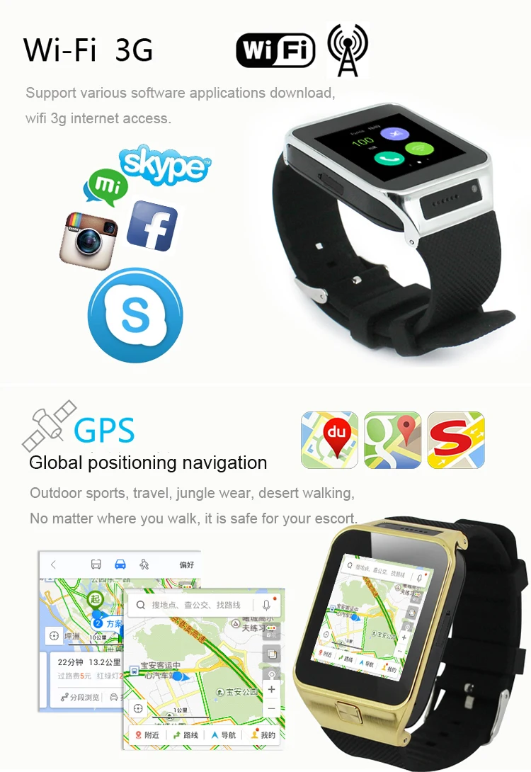 Android 4,4 Смарт часы GW06 с sim-картой камера gps Smartwatch 3g wifi часы Поддержка погоды для Android IOS Телефон