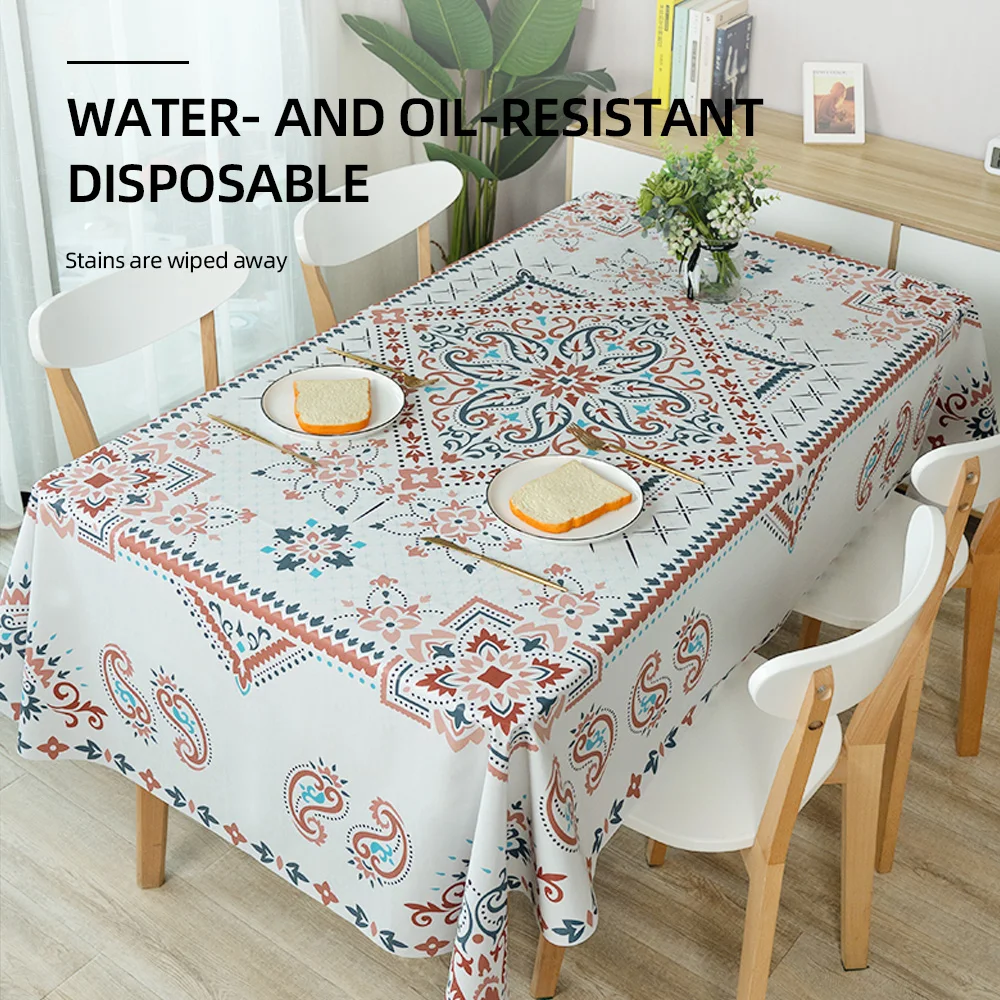 

Louyun Printed tablecloth PVC rectangular dining table waterproof and oil-proof tablecloth living room kitchen table decoration