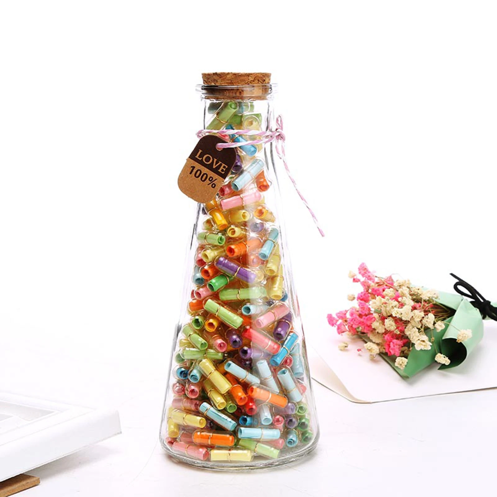 50Pcs Love Pill Clear Wish Bottle Blank Letter Paper Message Busta Capsule Love Pill 2021