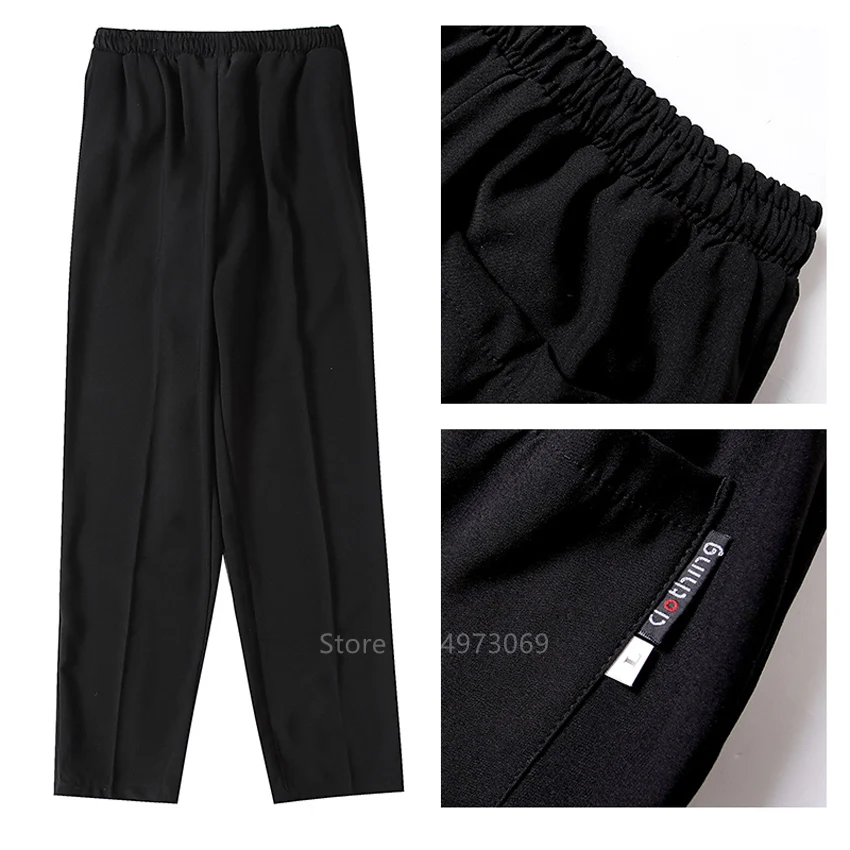 Adult Chef Uniform Loose Trousers for Mens Food Service Stripe Work Wear Kitchen Restaurant Catering Cook Pants M-4XL Bottoms