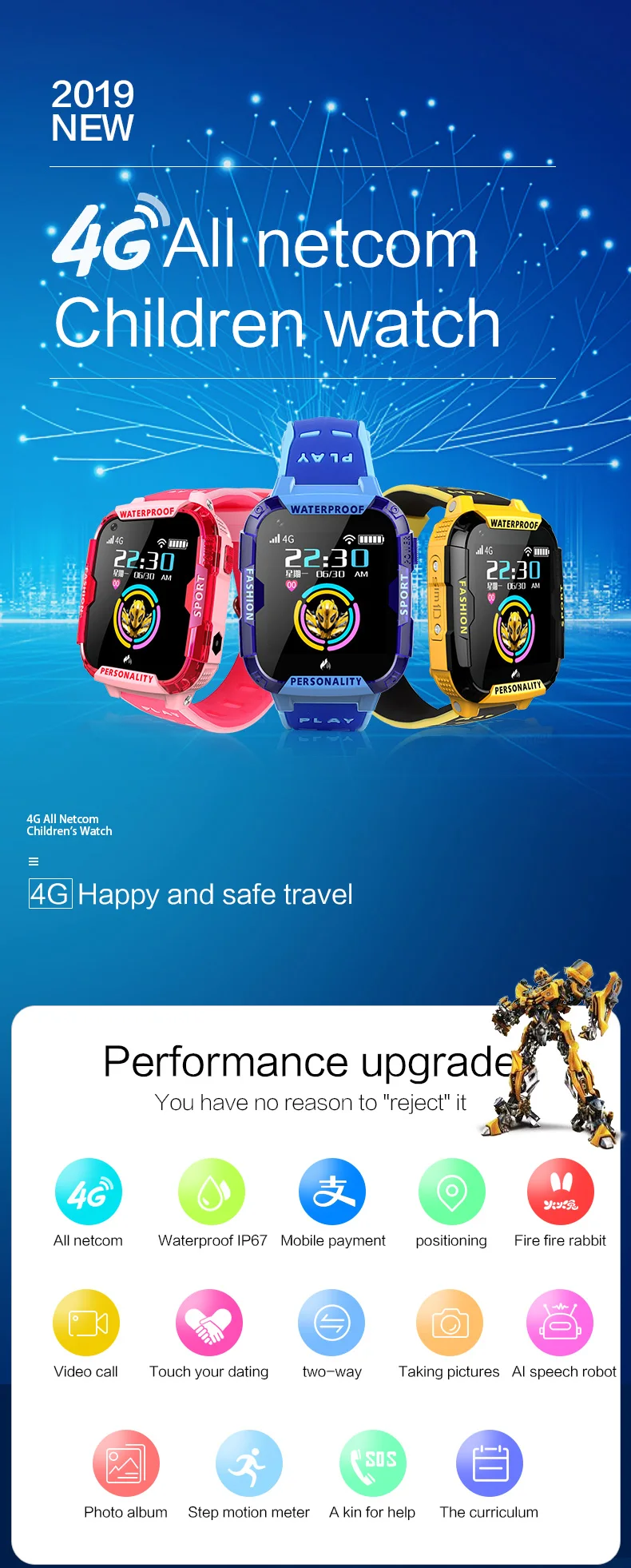 Детские Смарт-часы 4G Wifi умные часы с GPS Дети 4g часы телефон видео звонок водонепроницаемые Смарт-часы для детей