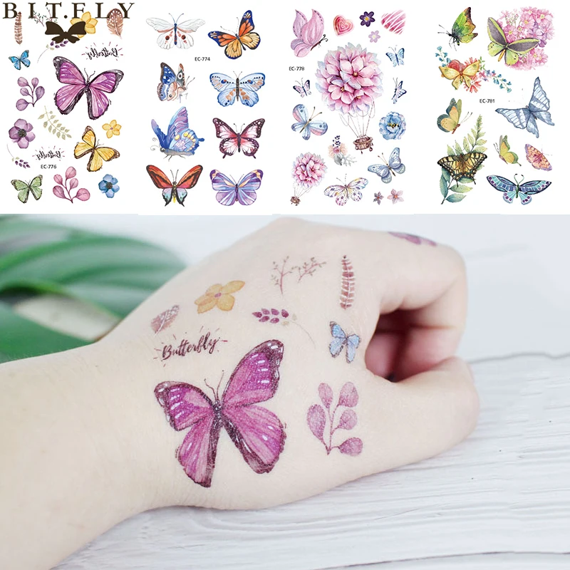 3Pcs Pretty Butterfly Tattoo Stickers Kids Gift Birthday Party Decorations Waterproof Temporary Sticker Wedding Decor | Дом и сад
