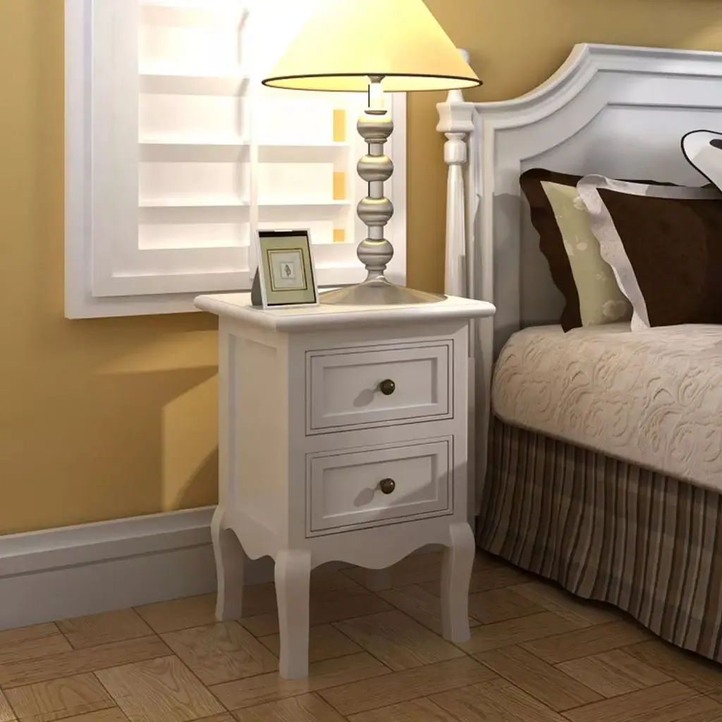 

vidaXL Nightstands 2 pcs with 2 Drawers MDF White