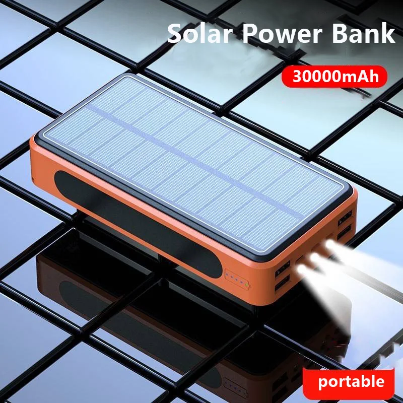 

Solar power bank 30000mAh Waterproof Charger 4 USB Ports External Charger Powerbank For Xiaomi Smartphone Iphone Xs Huawei