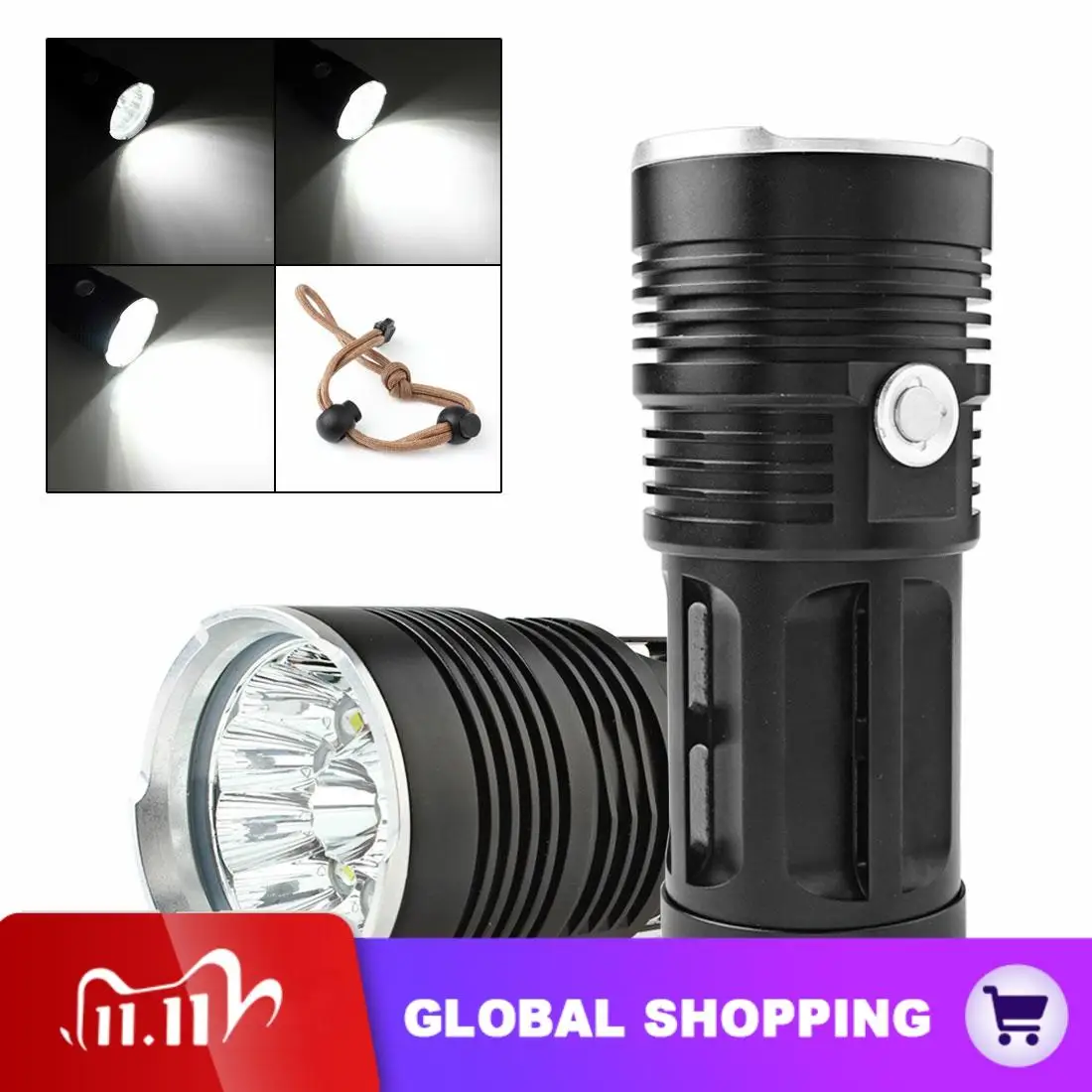 

3600LM 12x XML-T6 LED Super Bright Backpacking Hunting Fishing Flashlight with 4 Modes Torch Flash Lamp