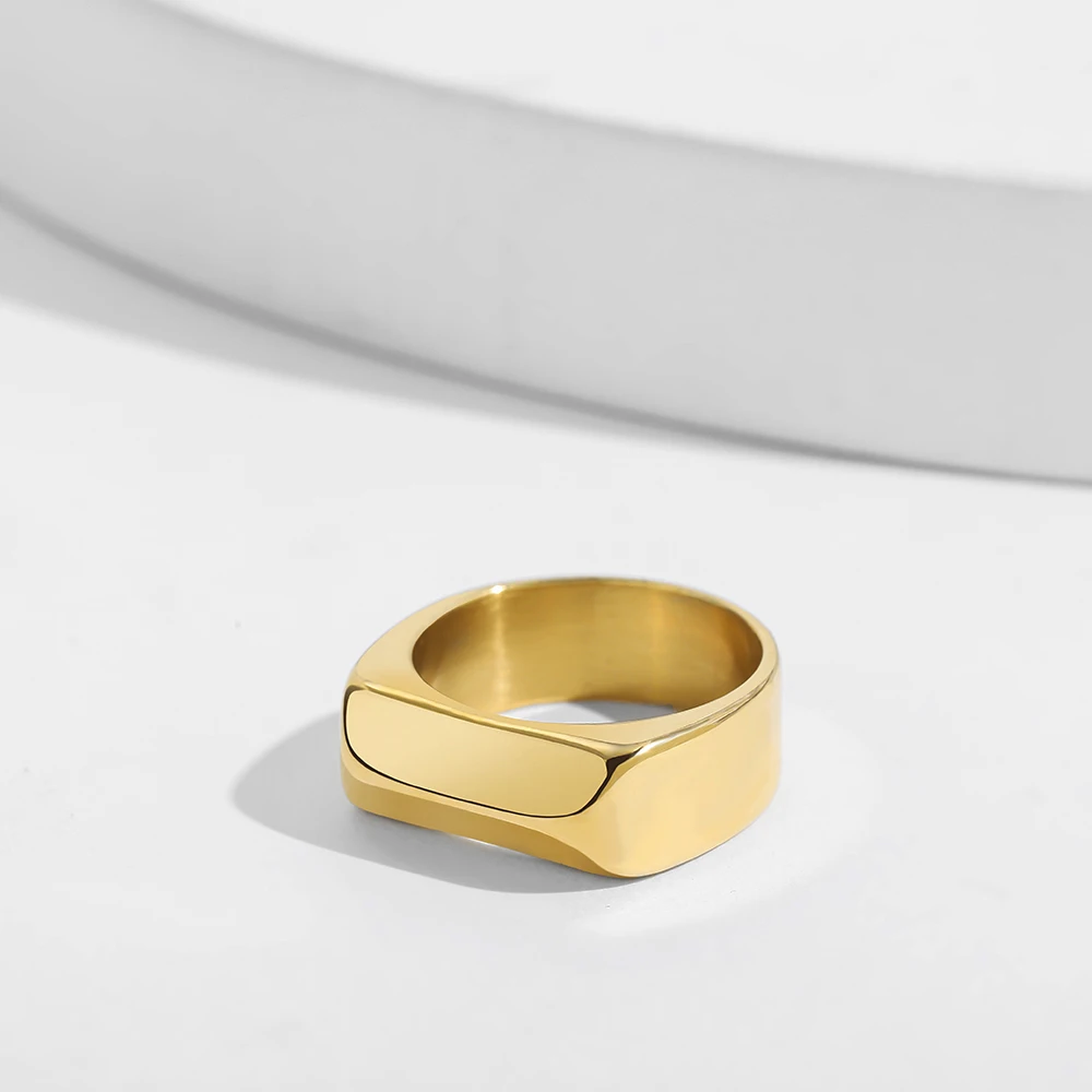 Oversize Big Rhinestone Thick Rings For Women Geometric Simple Punk Rock Gold Color Chunky Stacking Rings Female Party Jewelry